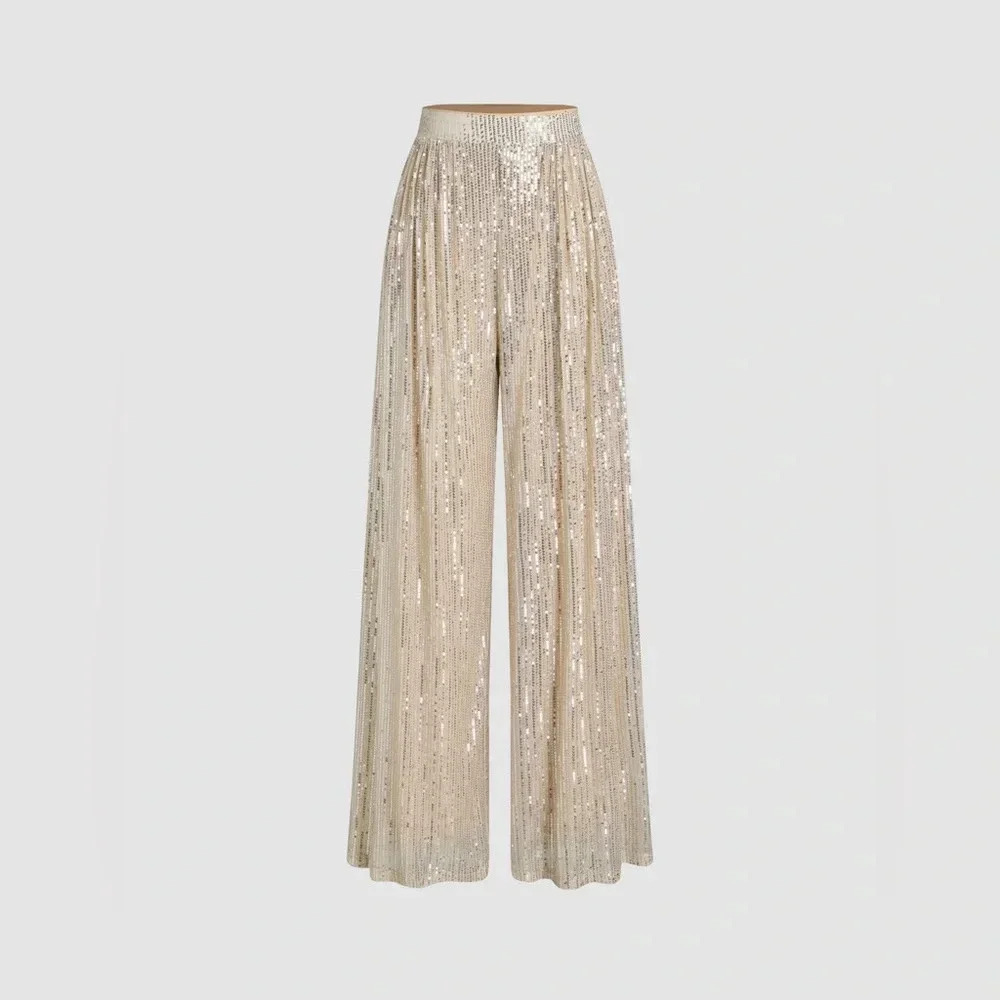 CIDER SEQUINS MID WAIST STRAIGHT LEG TROUSERS - Picture 2 of 12